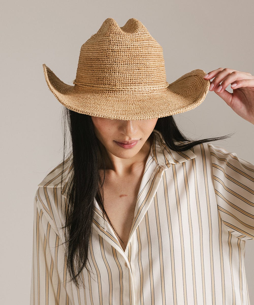 Ames Foldable Straw Cowboy Hat for Men & Women - Lightweight Summer Sun Hat for Outdoor, Beach, Travel and Country Music Festivals