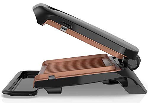 4-Serving Copper Electric Indoor Grill & Panini Press with Removable Plates - Perfect for Family Dinners, Party Cooking & Healthy Meals