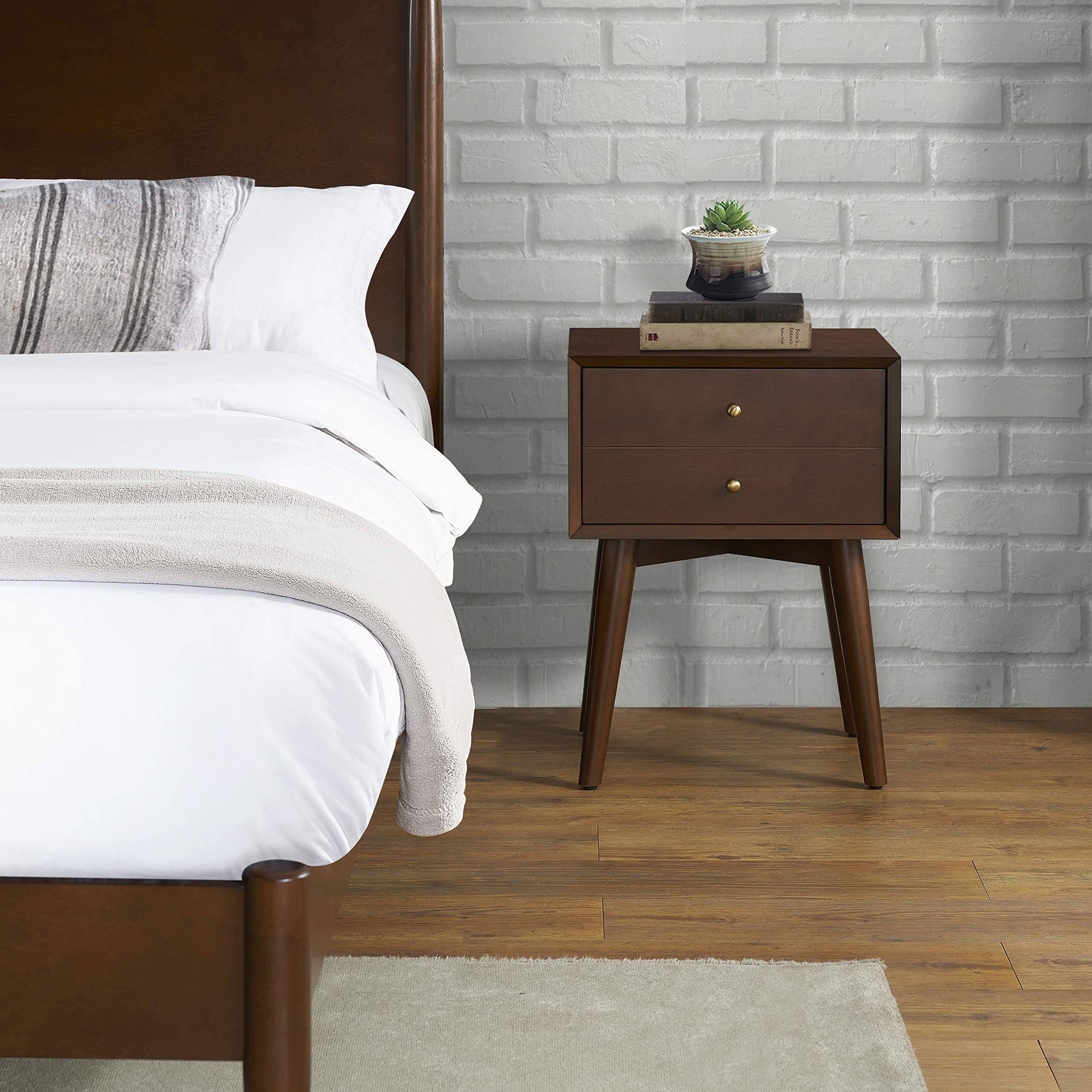 Crosley Furniture Landon Nightstand Side Table with Drawer - Solid Mahogany Wood Bedside Table for Bedroom, Living Room & Office Use