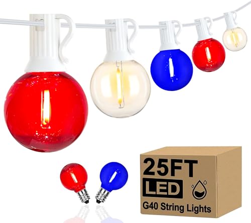 25FT LED Red White Blue