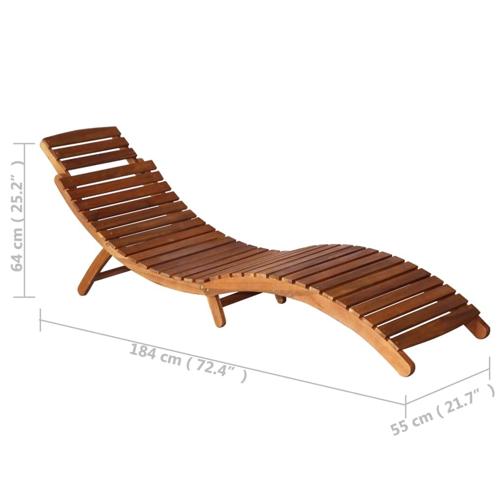 Premium Acacia Wood 3-Piece Sun Lounger Set with Tea Table - Natural Oil Finish Weather-Resistant Outdoor Patio Furniture - Space-Saving Design for Poolside, Garden & Backyard Relaxation
