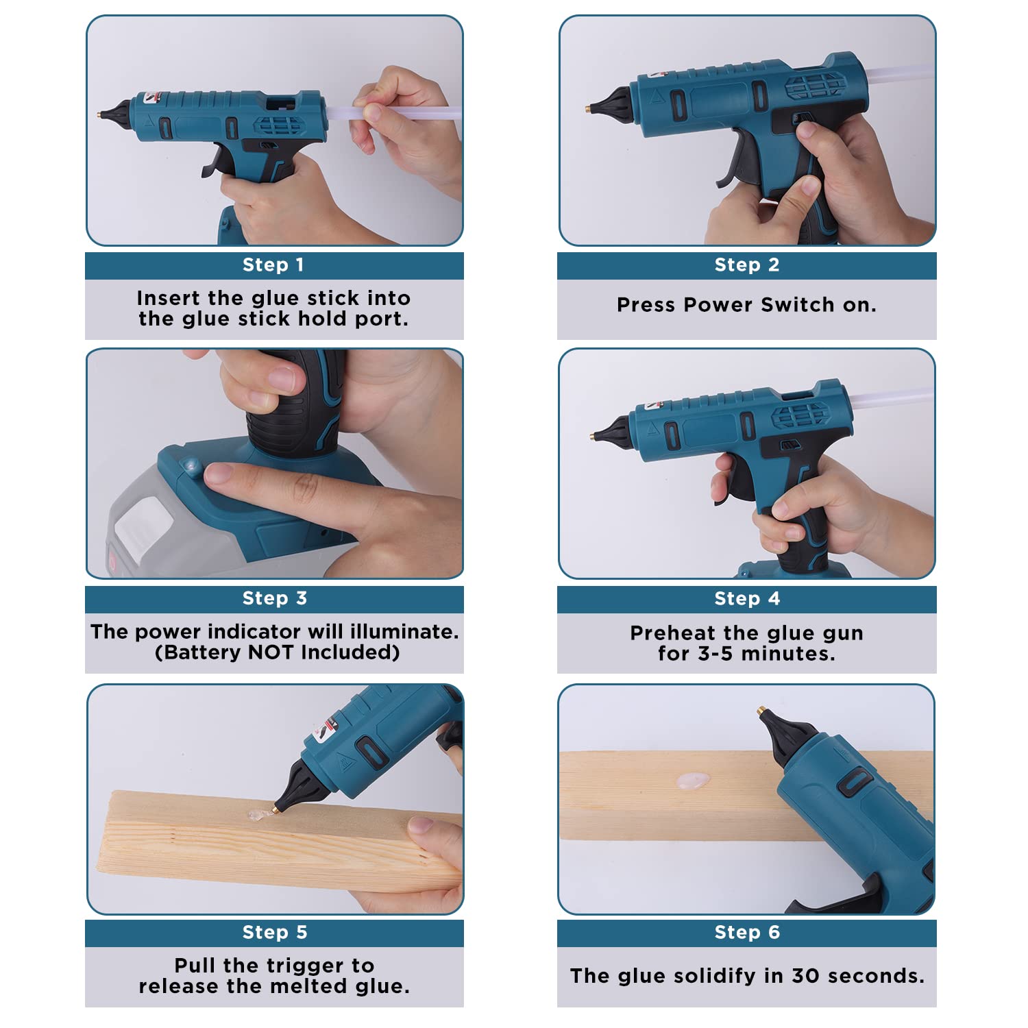 **Makita 18V Cordless Hot Glue Gun - Full Size with Insulated Copper Nozzle & 20Pcs 0.43