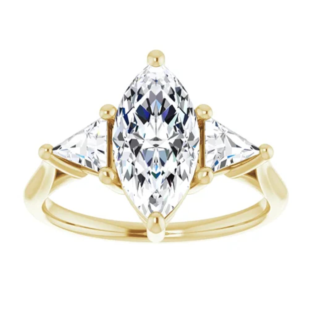 10K Solid Yellow Gold Handmade Marquise Cut Moissanite Engagement Ring - 1.0 CT Solitaire Wedding Band for Women, Bridal Proposal Ring | Perfect for Anniversary Gifts, Valentine's Day & Special Occasions
