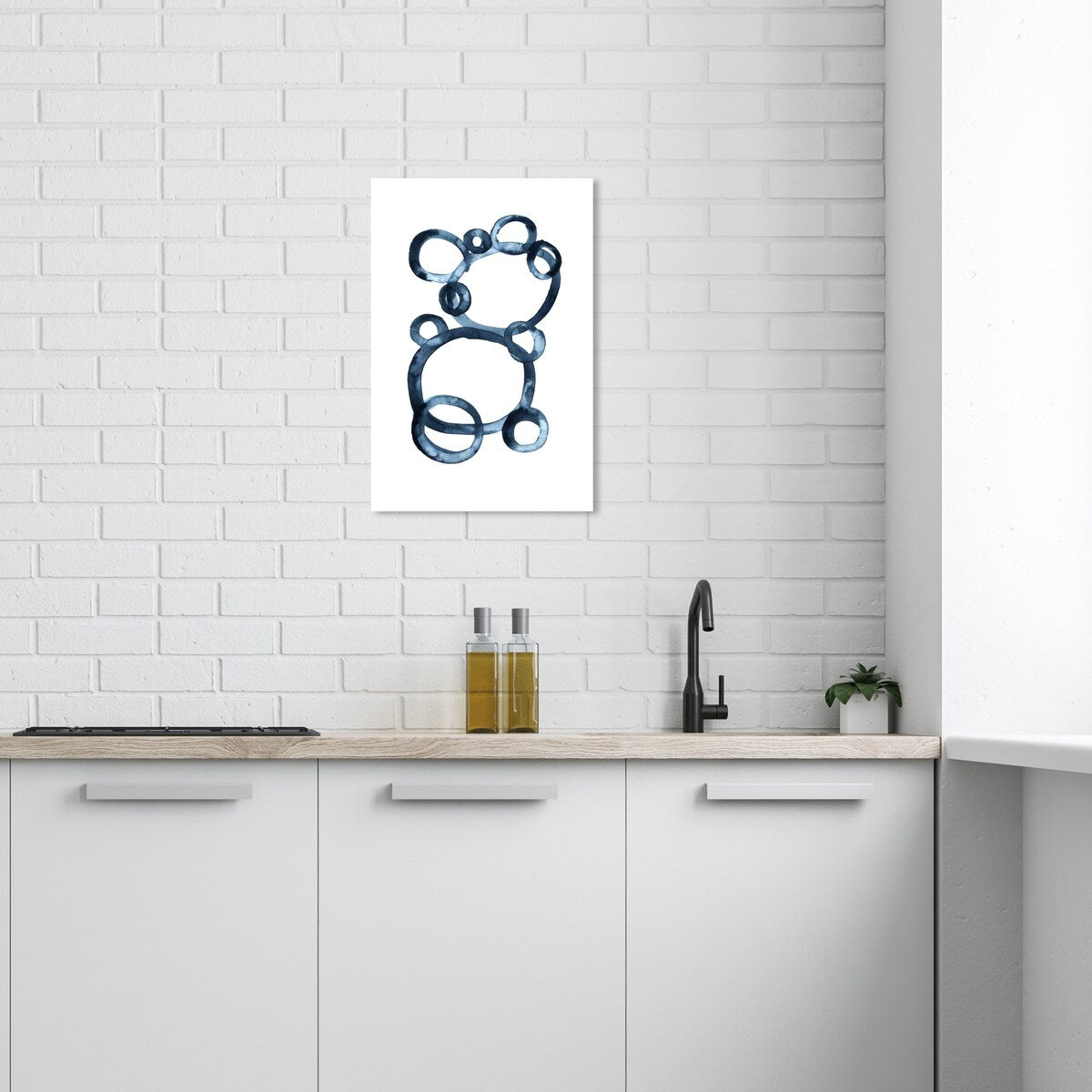 Bear Bubbles Canvas Wall Art - Modern Baby Bear Finger Painting Print - Contemporary White Nursery Decor for Boys Room - Perfect for Baby Showers & Kids Bedroom Decor