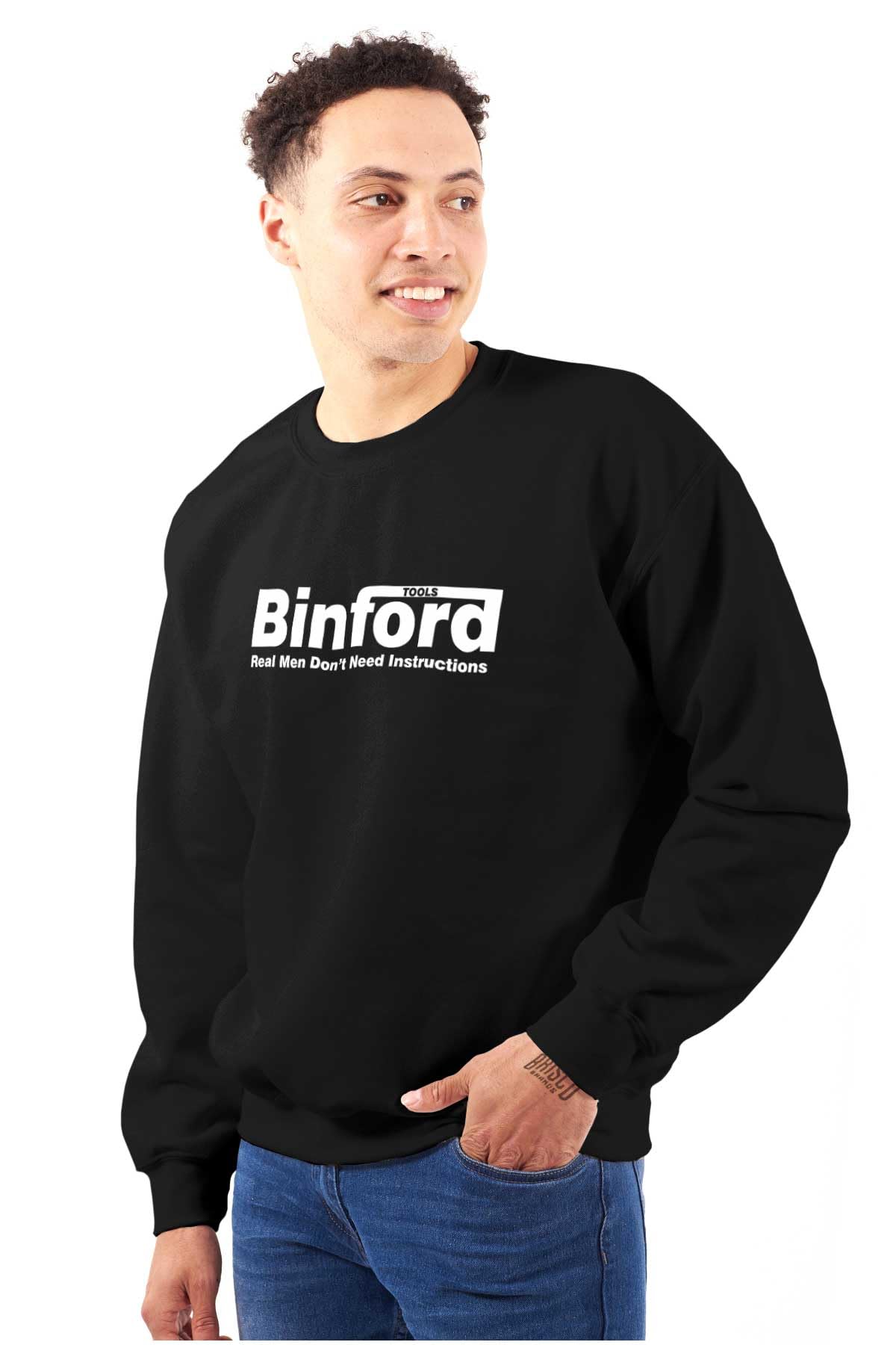 Brisco Brands Binford Tools Real Men No Instruction Sweatshirt - Unisex Pullover Hoodie for Men & Women | Perfect for DIY Projects, Construction Work & Casual Wear