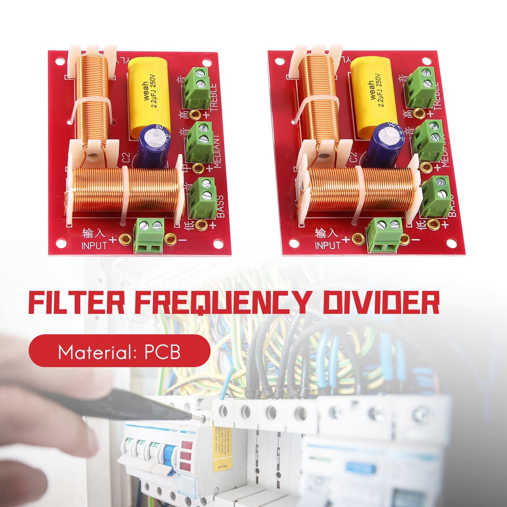 2Pcs 200W 3-Way Audio Speaker Crossover - High/Mid/Low Frequency Divider for Home Theater & Car Audio Systems - Treble, Midrange & Bass Speaker Filter for Professional Sound Quality