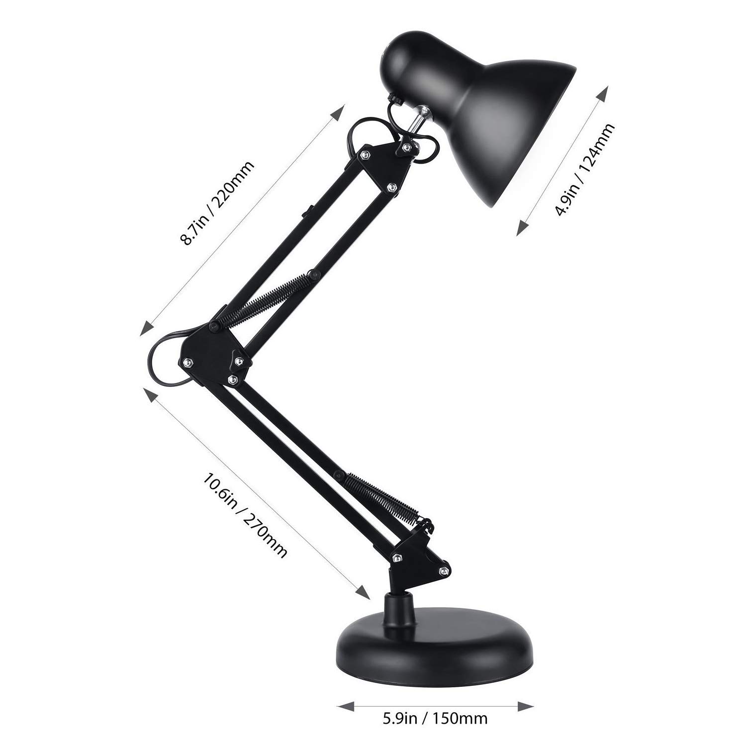 Adjustable Swing Arm Desk Lamp with LED Bulb & Clamp - Metal Architect Table Lamp for Office, Home, Dorm - Perfect for Reading, Studying & Workspace Lighting