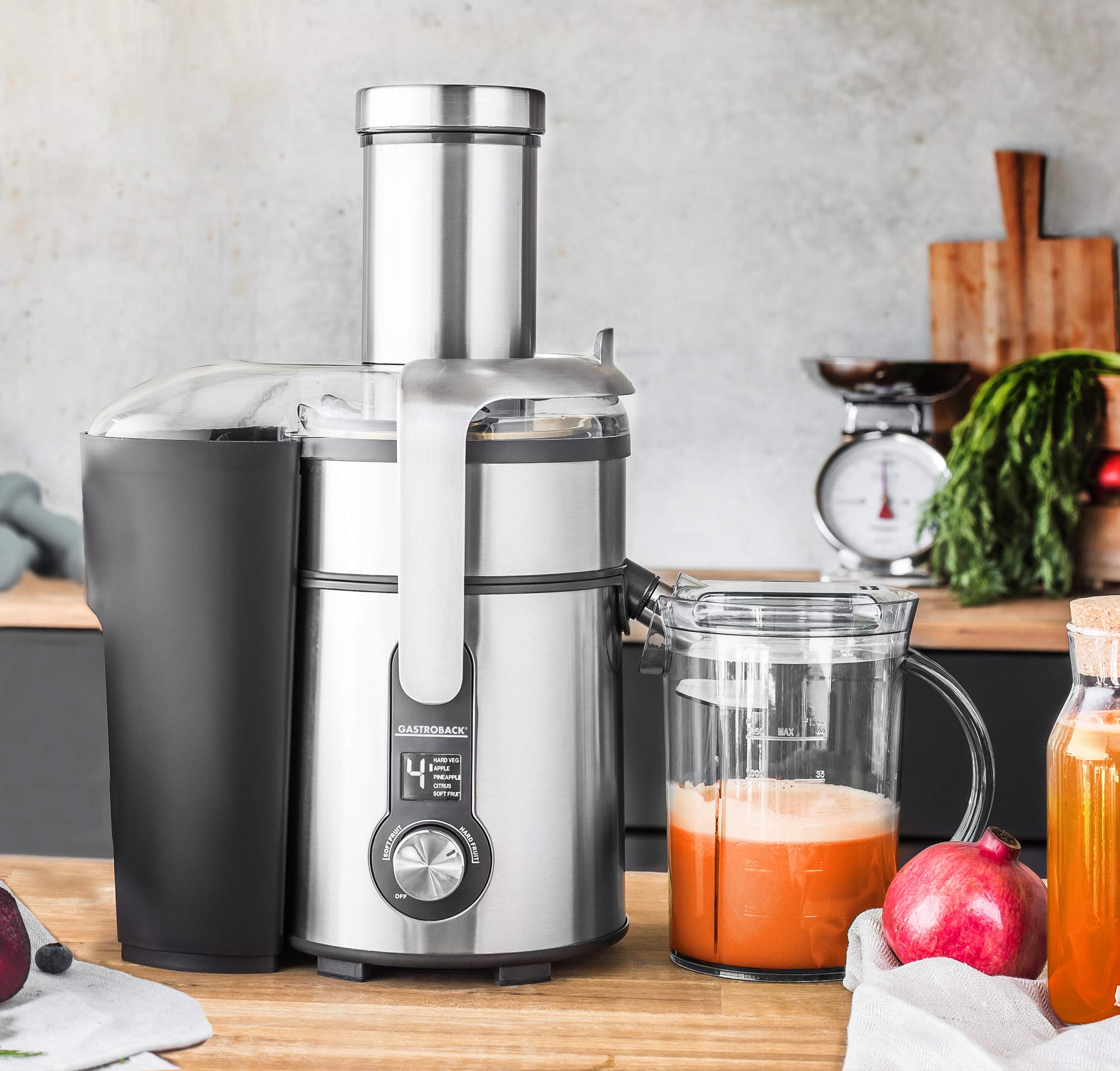 Gastroback 40151 Digital Multi Juicer - 1300W Professional Motor, XXL 84mm Filling Chute, 5 Speed Levels - Perfect for Fresh Juice Bars, Restaurants & Healthy Home Kitchens