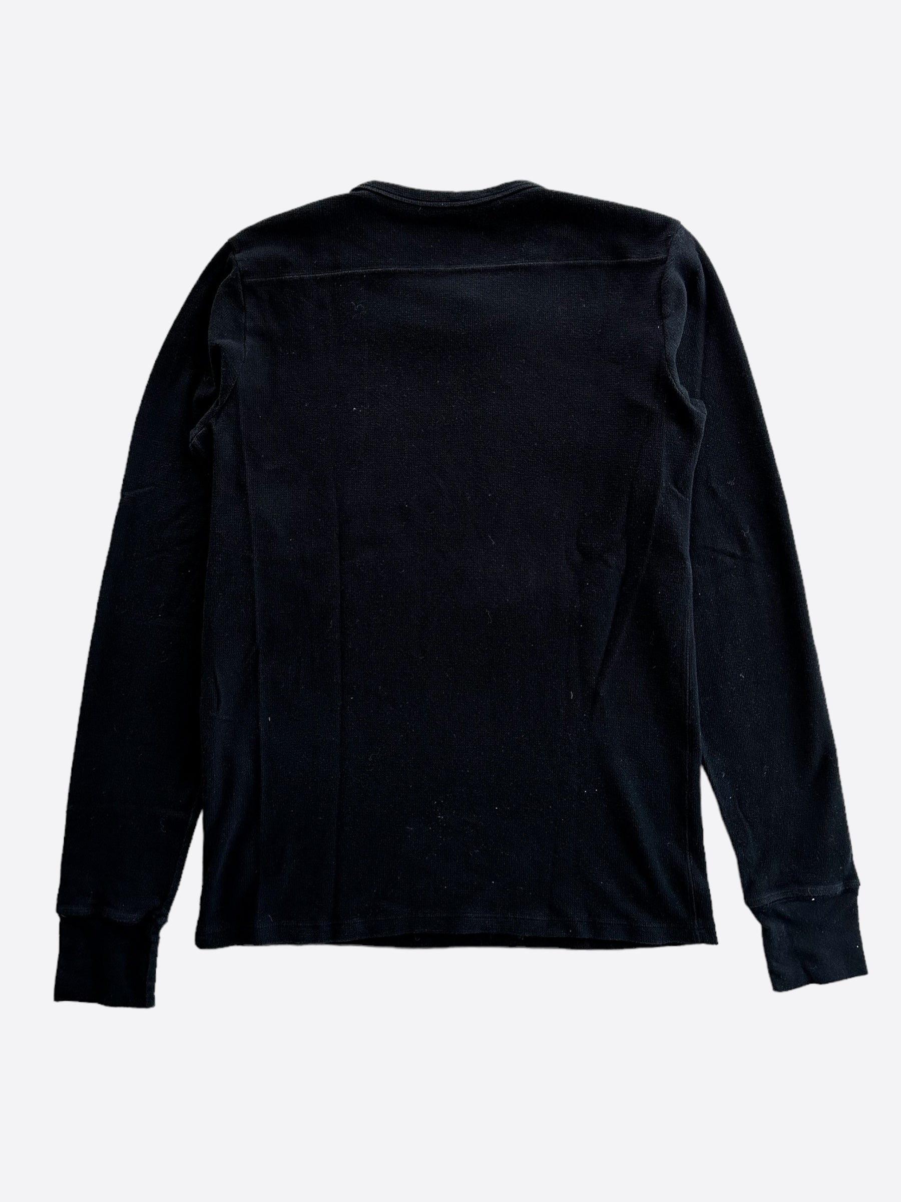 Chrome Hearts Black Leather Patch Thermal Long Sleeve T-Shirt for Men - Stylish Winter Warmth & Streetwear Fashion