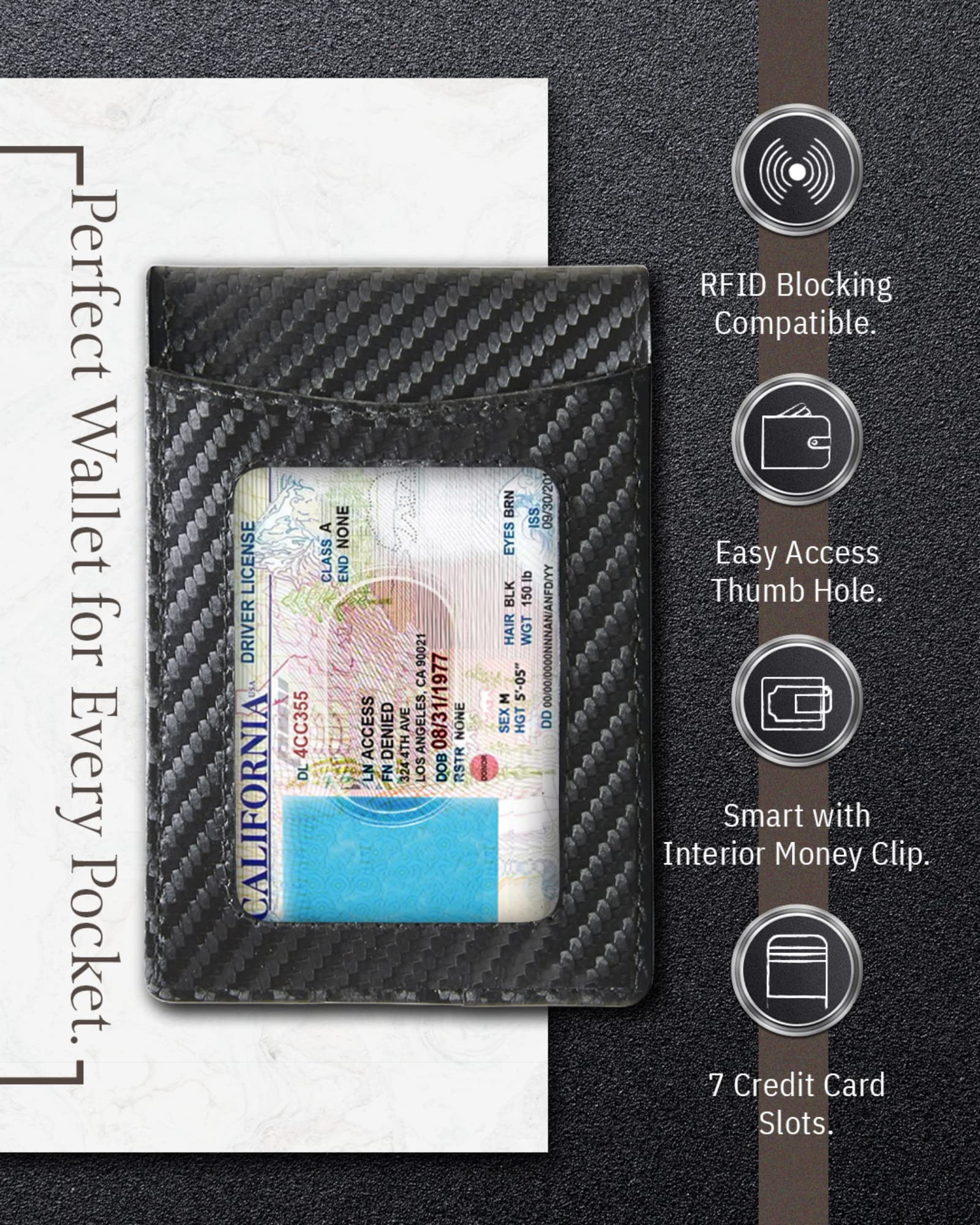 Premium Genuine Leather Men's Wallet - Slim RFID Blocking Bifold with Money Clip | Credit Card Holder for Front Pocket | Ideal for Everyday Use, Travel & Business