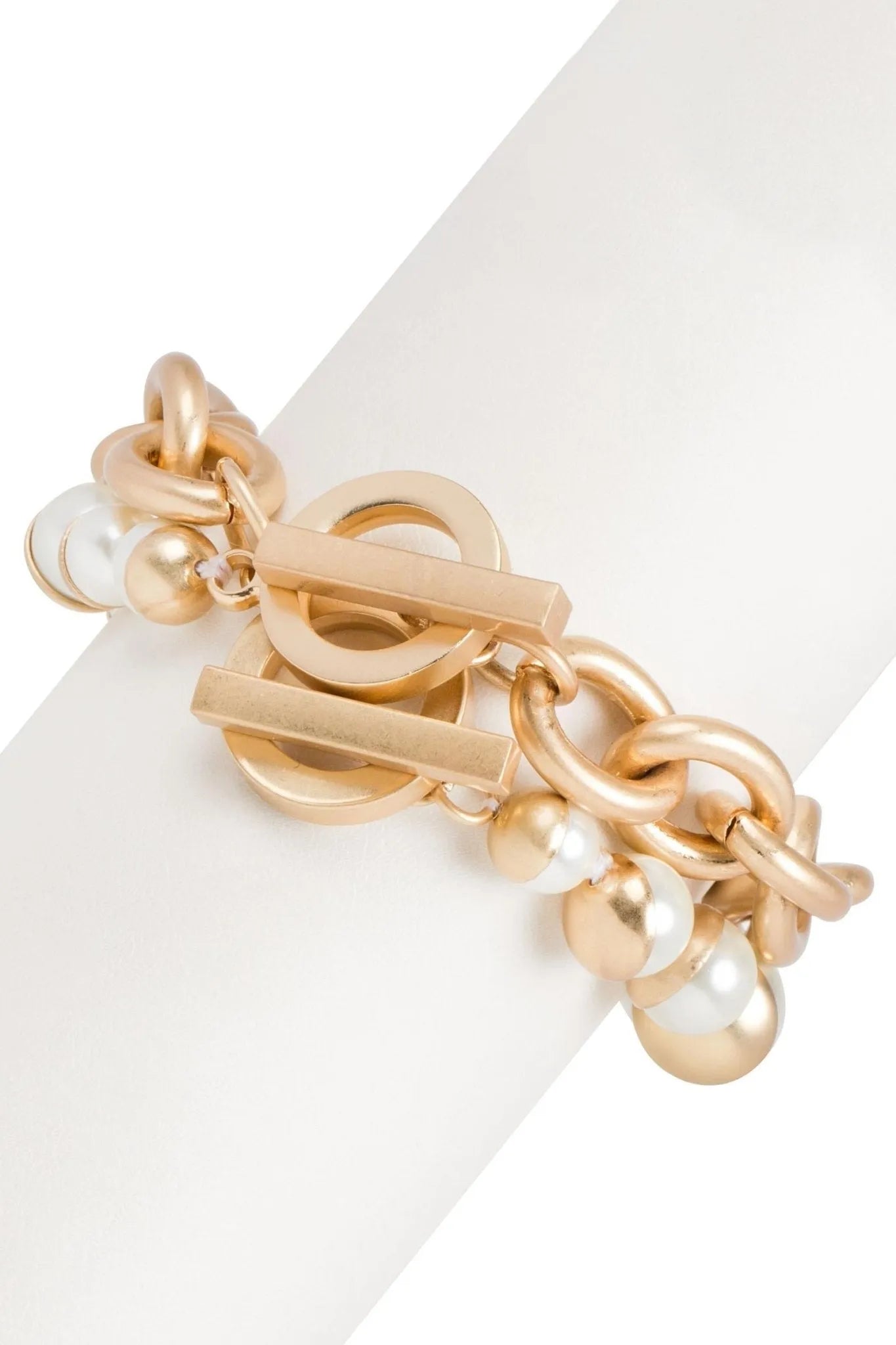 Double Gold Chain Pearl Bracelet for Women - Elegant 18K Gold Plated Pearl Jewelry - Perfect for Weddings, Parties & Special Occasions
