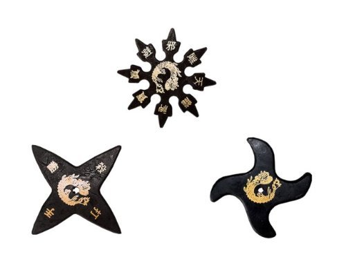 Tiger Claw Ninja Rubber Stars - 4 Point & 8 Point Throwing Stars Set with Waver - 3 Pack for Martial Arts Training and Target Practice