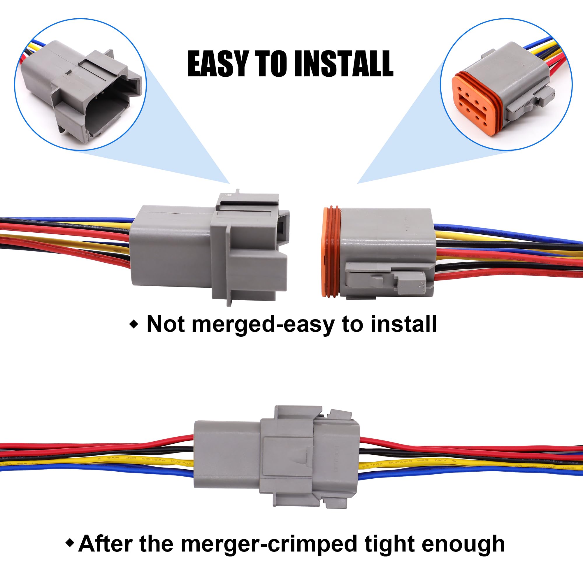 HiSport 8 Pin DT Connectors Waterproof Kit - Male & Female Wire Connectors for Car, Truck, Boat - Durable Electrical Connection for Automotive, Marine & Off-Road Vehicles - 1 Set