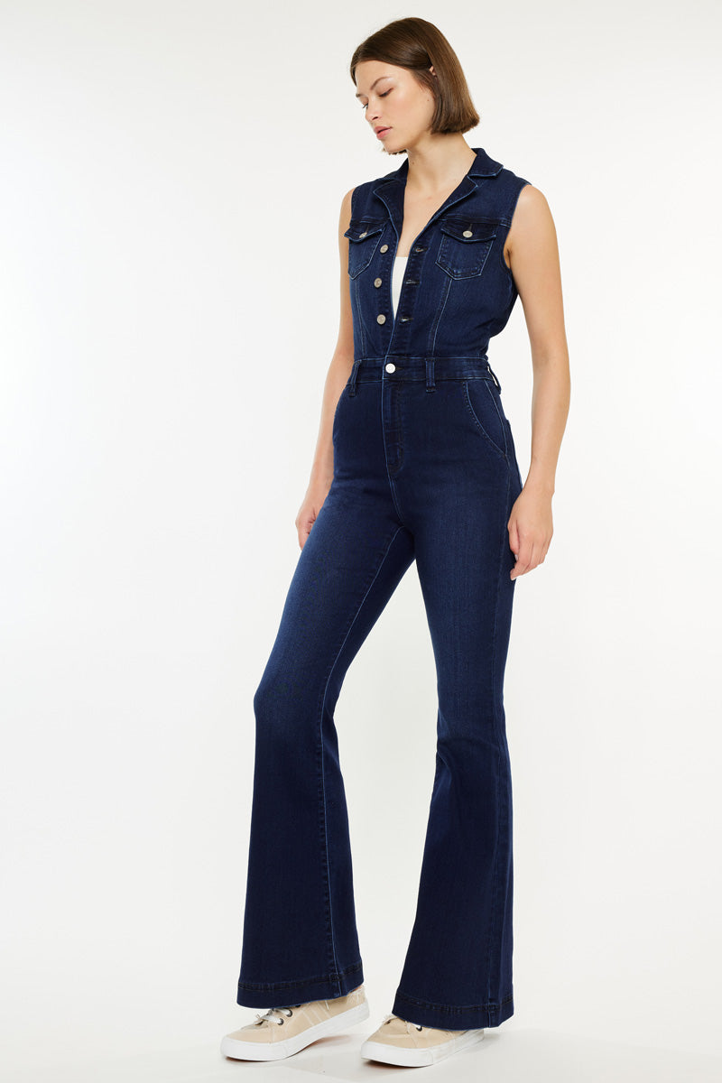 Fawn Super Flare Jumpsuit for Women - Trendy High Waisted Wide Leg Romper with Pockets | Perfect for Casual Outfits, Date Nights & Summer Vacations