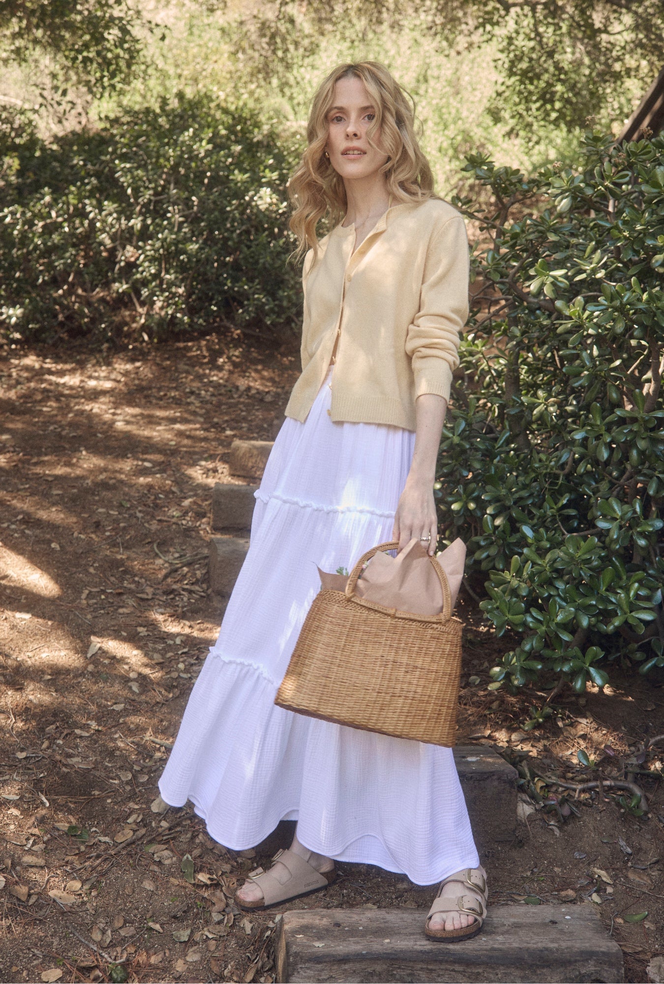 Elegant Marina White Crinkle Gauze Maxi Skirt for Women - Boho Chic Beachwear, Summer Vacation Dress, Casual Outfit for Outdoor Parties & Date Nights