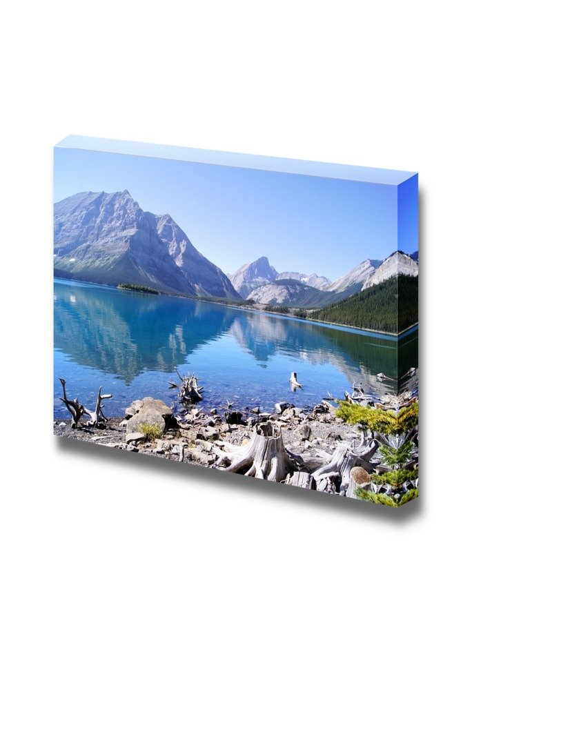 Stunning Canvas Print - Kananaskis Lakes Landscape in Canadian Rockies with Mountain Reflection | Modern Wall Art Home Decor 32x48 Inches | Perfect for Living Room, Bedroom & Office Décor