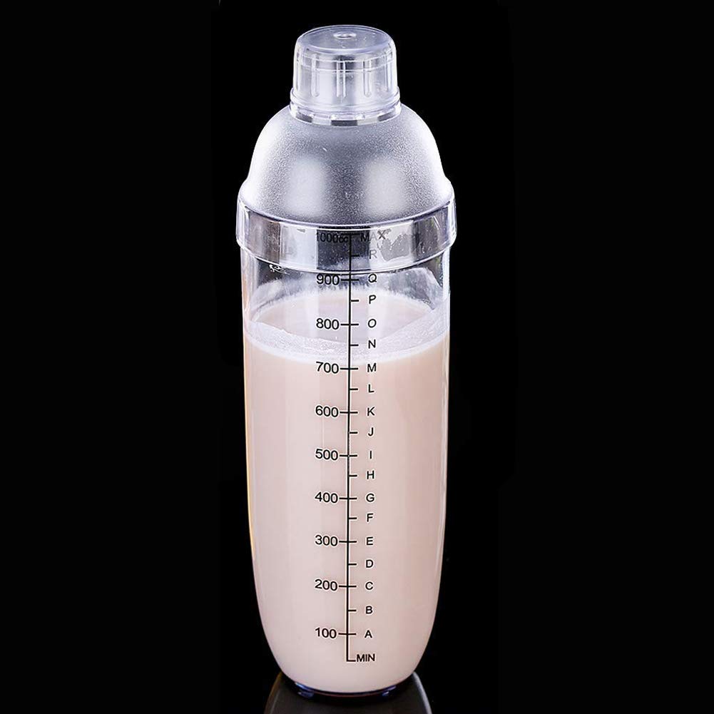 2-Piece Professional Plastic Cocktail Shaker Set - 33oz/1000cc Drink Mixer for Boba Tea, Smoothies & Cocktails - Essential Bar Tools for Home & Commercial Use