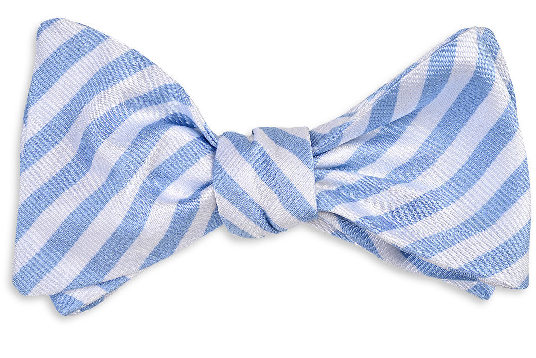Premium Carolina Blue Striped Bow Tie for Men - Elegant Oyster Roast & Formal Events - Perfect for Weddings, Parties & Southern Style