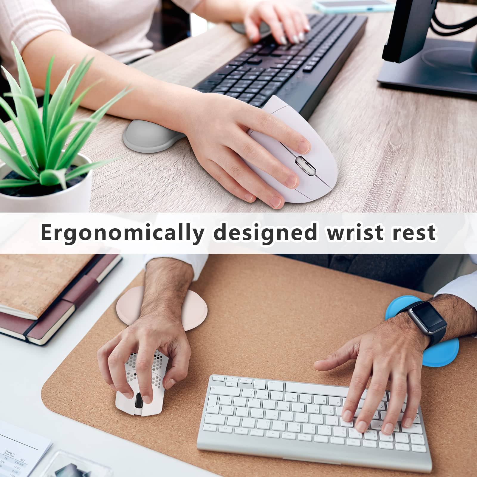 GROLEBO Ergonomic Wrist Rest Pad - Non-Slip Gel Mouse & Keyboard Support for Office, Gaming & Home Use | Comfortable Vertical Wrist Cushion for Computer, Laptop & PC Workstations (Gray) - Perfect for Long Hours Typing, Gaming & Coding