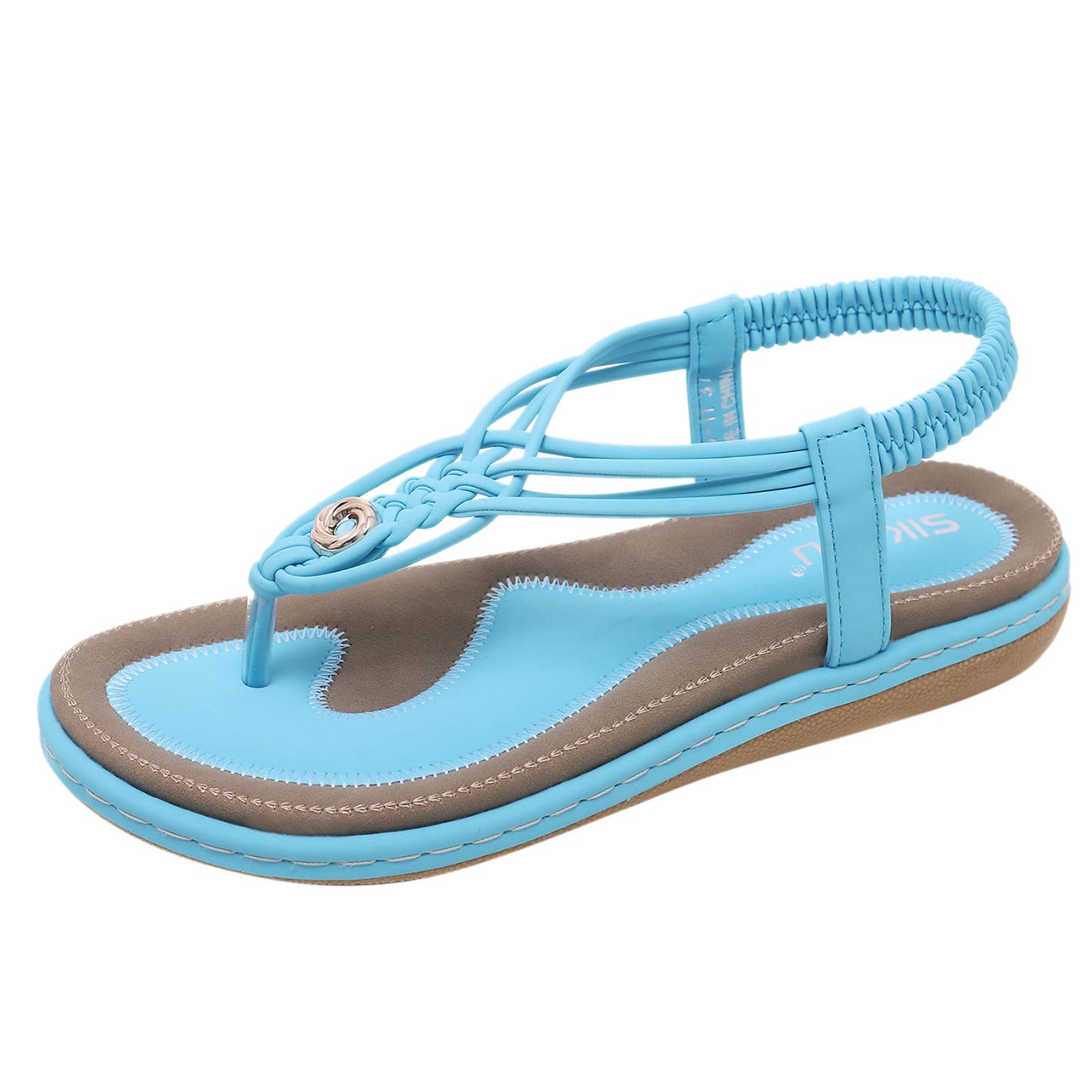 Stylish Women's Bohemian Flat Sandals with Heels - Summer & Spring Fashion Metal Sandals for Women | Perfect for Beach Vacations, Date Nights & Casual Outings