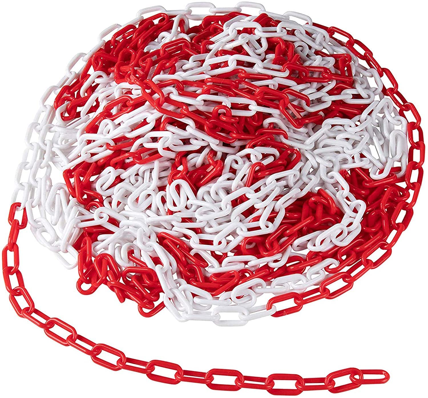 2-Pack Red and White Plastic Parking Barrier Chain with S-Hooks - Heavy Duty Parking Post & Safety Chain for Driveways, Garages, and Parking Lots