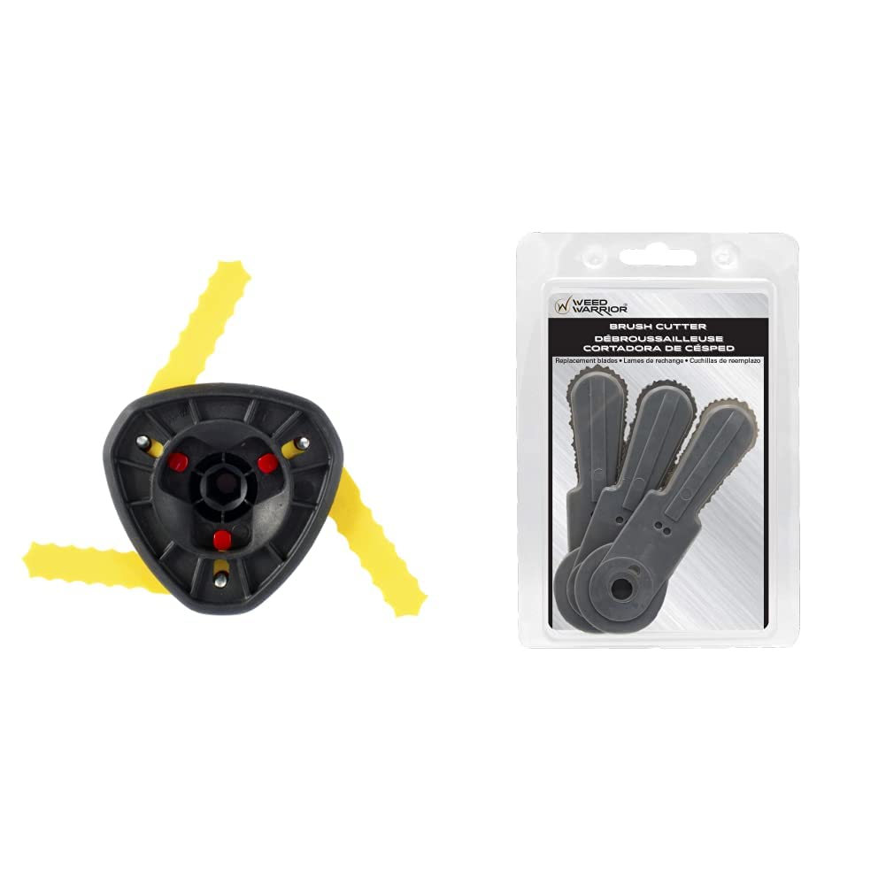 Weed Warrior Push-N-Load 3-Blade Trimmer Head Replacement - Universal Fit Brush Cutter Accessory (3 Pack) - Perfect for Lawn Care, Landscaping & Heavy Duty Weed Cutting