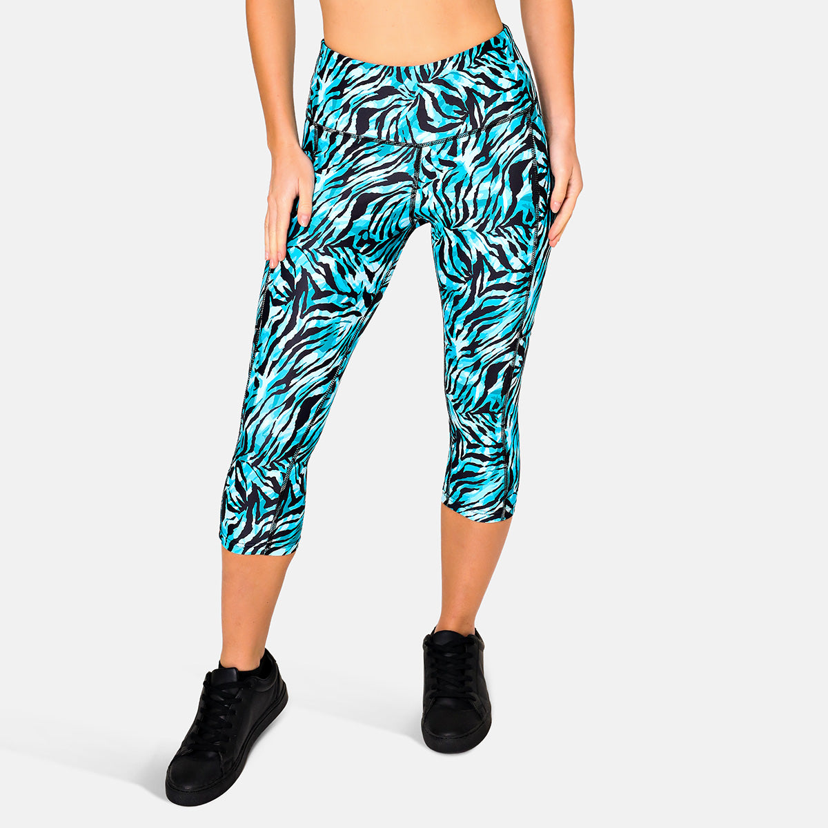 Tiger Mint Capri Pants - Women's High Waisted Yoga Pants for Workout, Lounge & Travel | Soft Stretchy Comfort