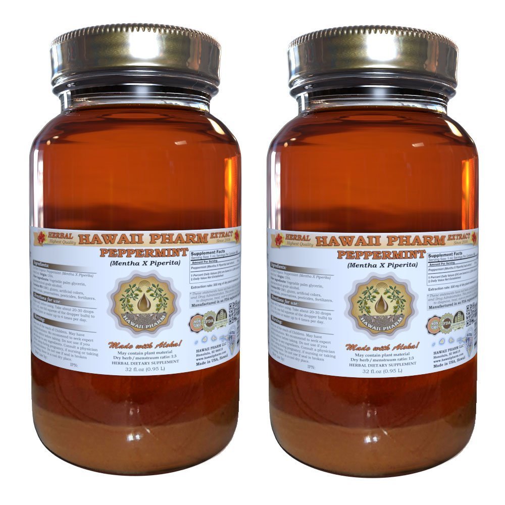 Organic Peppermint Liquid Extract (Mentha X Piperita) - Herbal Supplement Tincture by Hawaii Pharm, 64 fl.oz, Made in USA - Perfect for Aromatherapy, Digestive Support & Natural Remedies