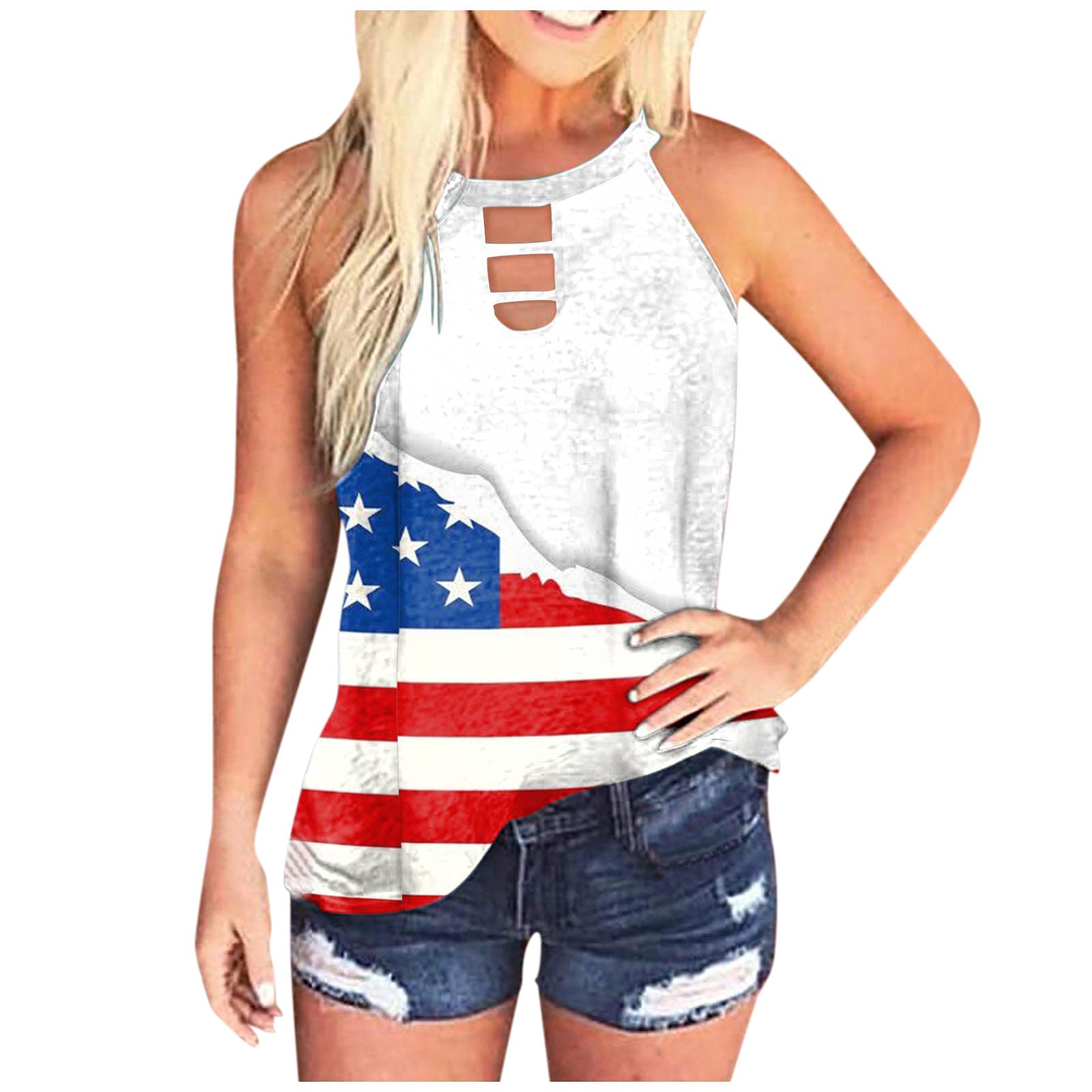 POLLYANNA KEONG Women's Summer Leopard Tie-Dye Tank Top - Casual Loose Sleeveless Graphic Tee Shirt for Beach, Music Festivals & Streetwear Fashion