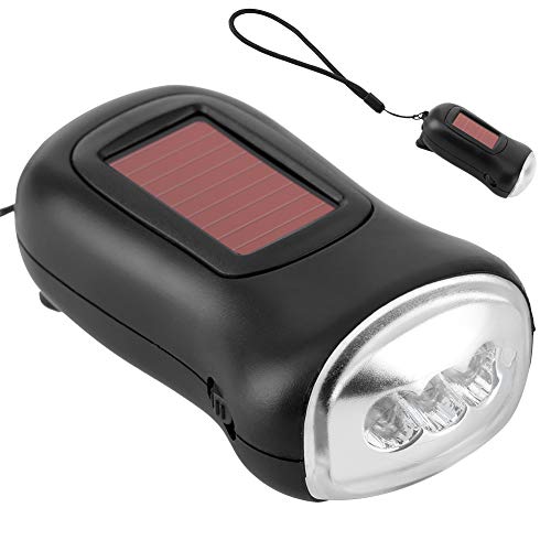 Hand Crank Solar Powered Flashlight - Emergency Rechargeable LED Flashlight with Dynamo for Outdoor Camping, Hiking, Survival & Power Outages