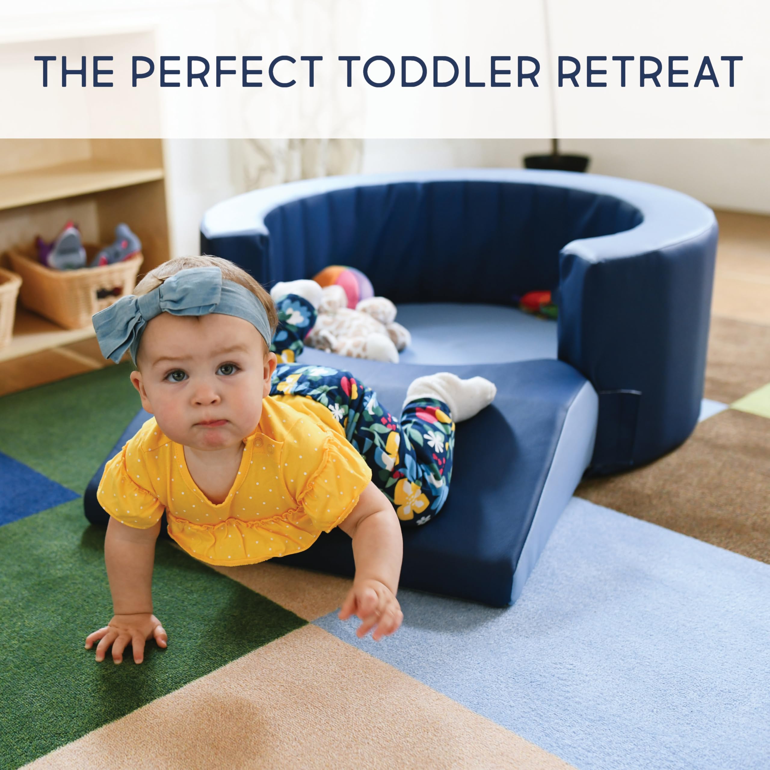 SoftScape Lil Personal Space Foam Retreat for Babies & Toddlers - Navy/Powder Blue | Cozy Safe Play Area for Reading, Snacking & Relaxing | Perfect for Nursery, Daycare & Home Playrooms