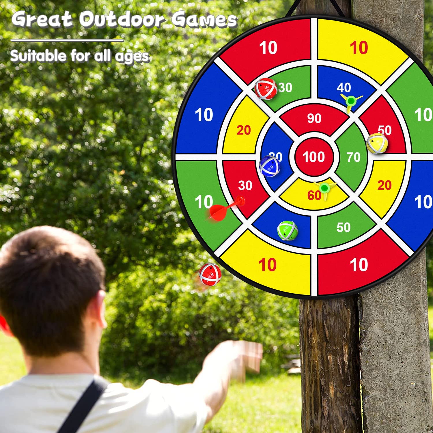 22-Piece Kids Double-Sided Dart Board Set - Safe Indoor/Outdoor Sports Toy for Boys & Girls Ages 5-9 | Fun Birthday Gift for Kids & Adults | Perfect for Parties, Family Game Nights & Backyard Activities