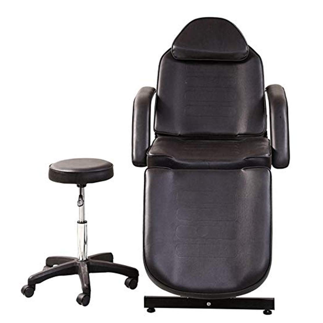 Professional Black Salon Massage Facial Bed with Adjustable Stool - Perfect for Spa, Beauty Clinics & Home Relaxation