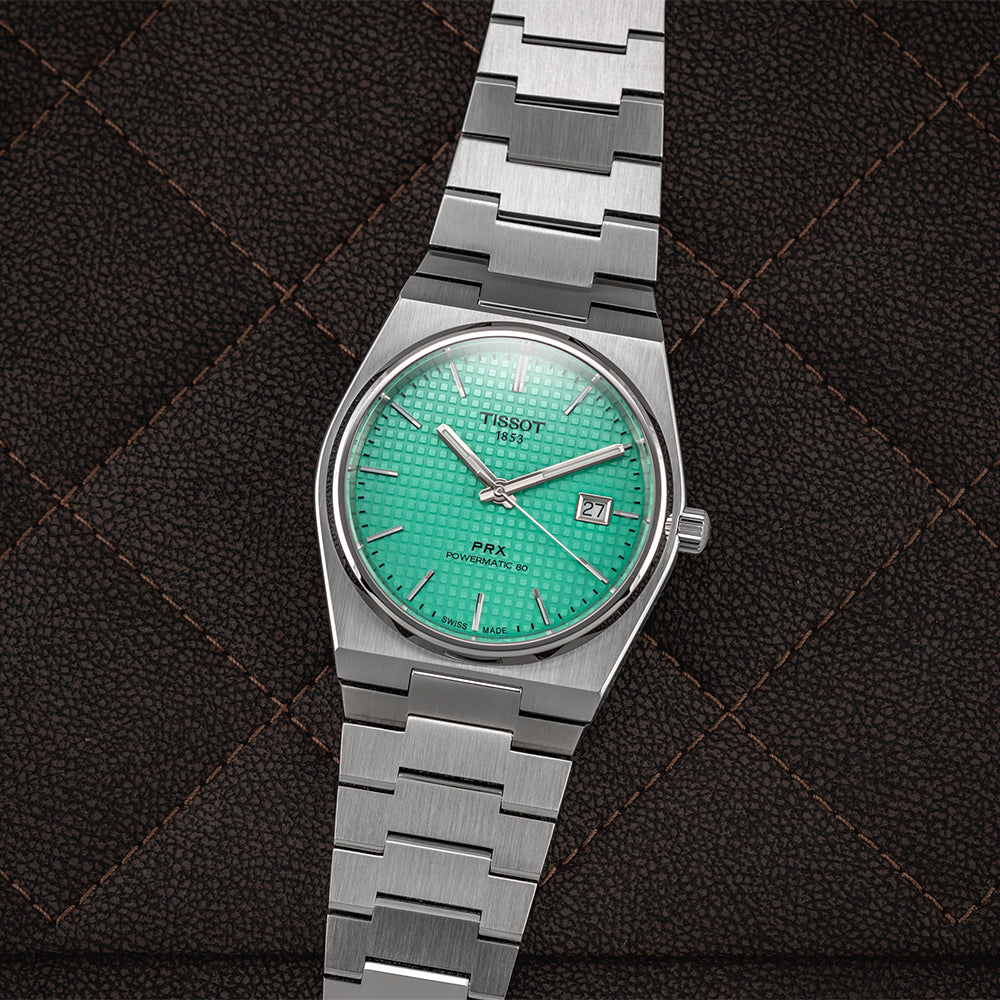 Tissot PRX Automatic Powermatic 80 40mm Men's Watch - Swiss Made Stainless Steel Bracelet, Mint Green Dial | Perfect for Business, Casual & Luxury Occasions