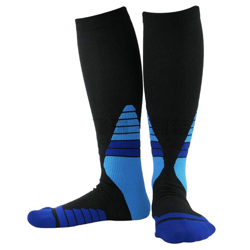 HCZ Compression Socks for Men & Women - 3 Pairs Copper Fiber Pressure Stockings with Fascia Support, XL Size Blue - Ideal for Running, Travel & Circulation Support