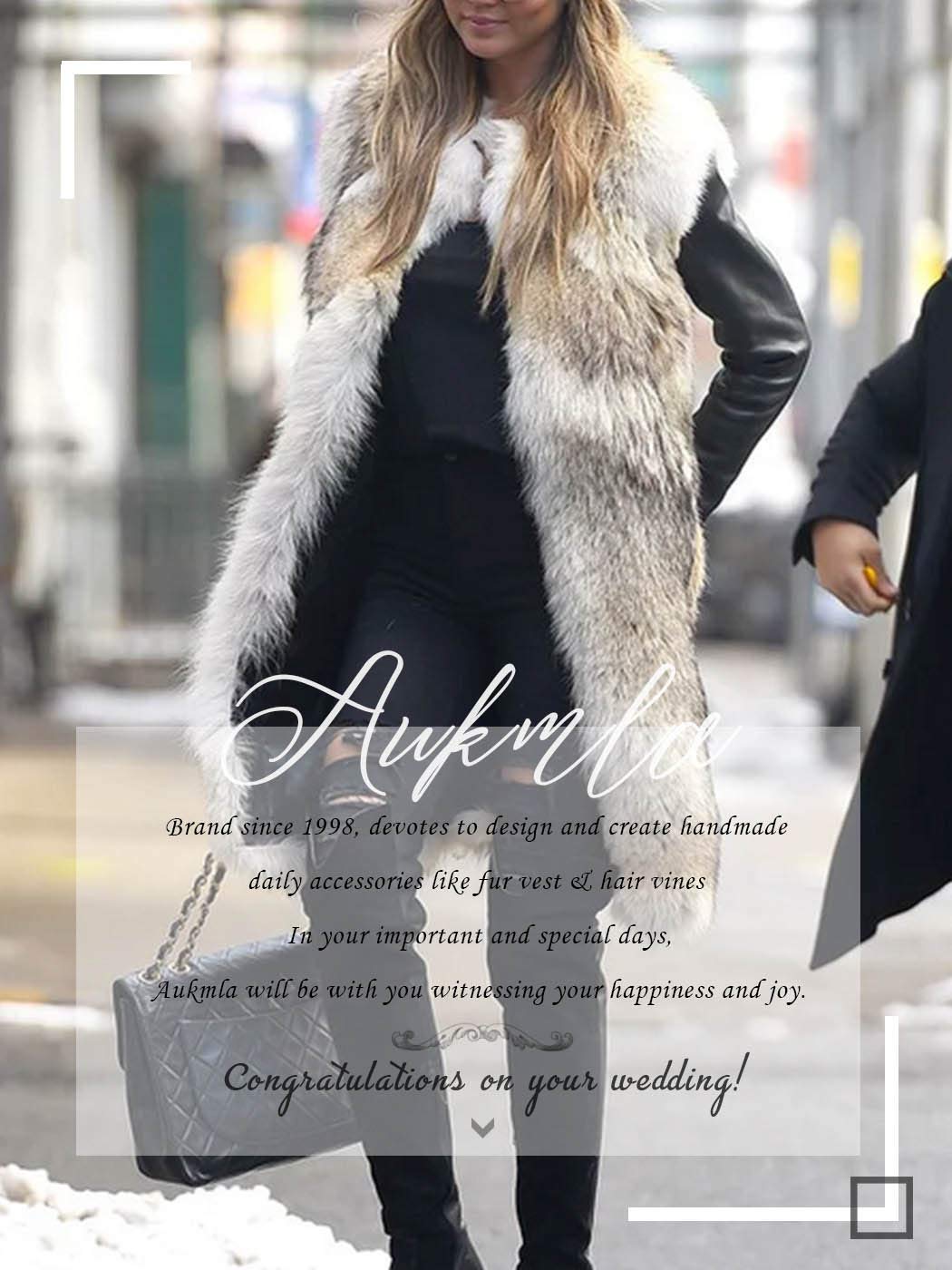 Aukmla Women's Faux Fur Vest - Short Sleeveless Coat Jacket for Winter, Warm Waistcoat Outwear for Spring, Autumn & Winter | Cozy Layering for Office, Date Night & Outdoor Activities