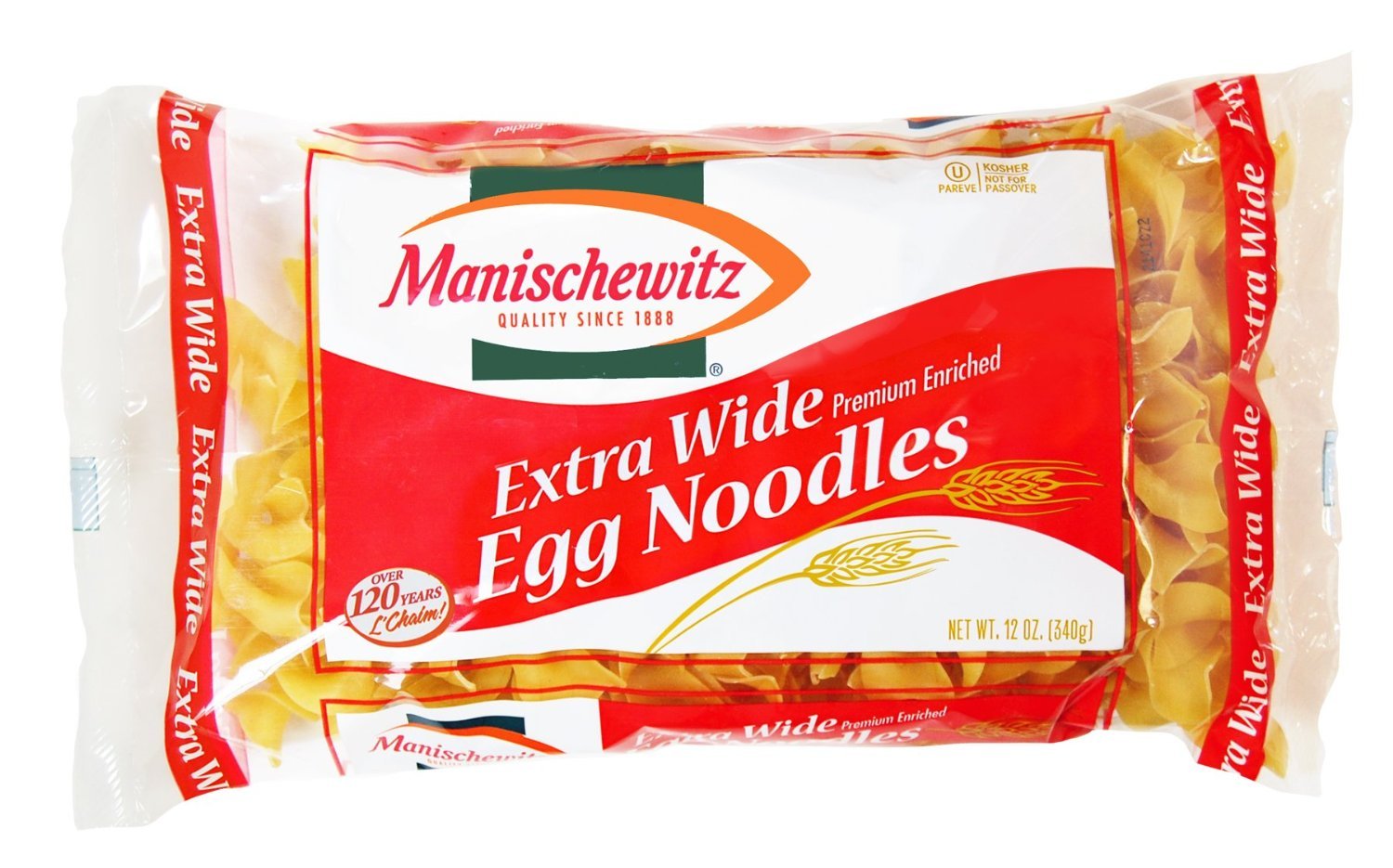 Manischewitz Extra Wide Egg Noodles 12oz (Pack of 2) - Kosher Pasta for Soups, Casseroles & Jewish Holiday Cooking
