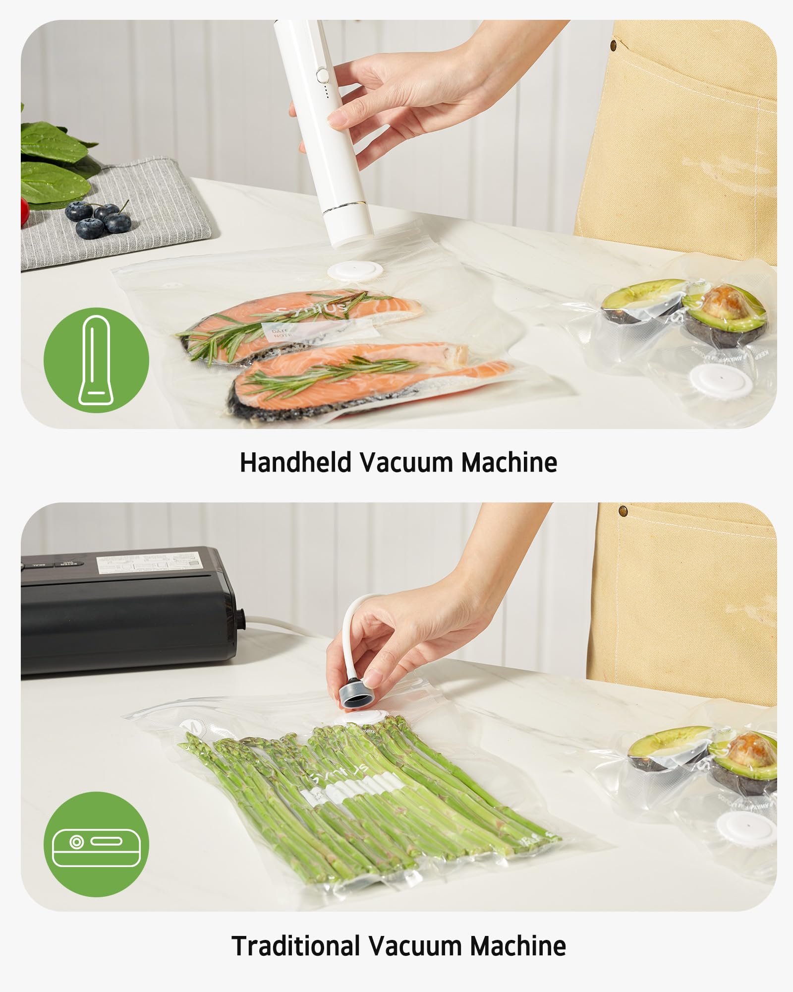 Syntus Vacuum Sealer Bags for Food Storage - 60 Pcs (8
