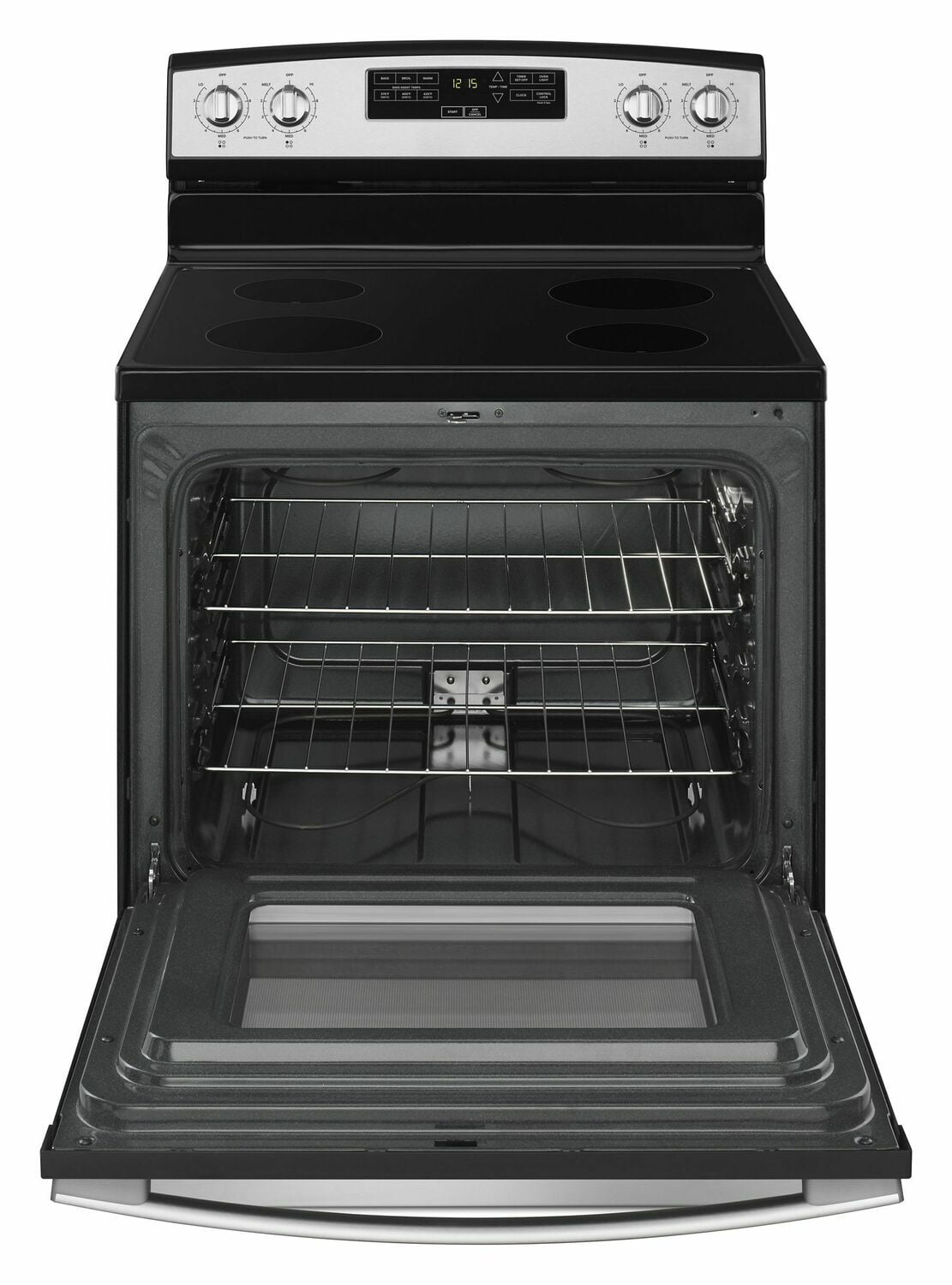 Amana AER6303MFS 30 Inch Electric Range with Extra Large Oven Window - Black Stainless Steel | Perfect for Modern Kitchens & Family Cooking