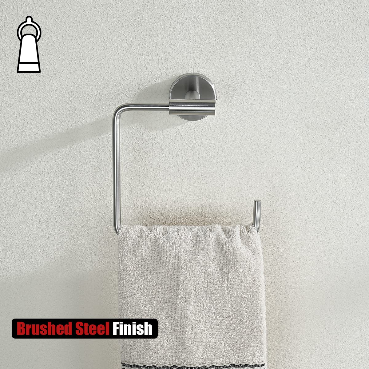 Stainless Steel Square Towel Ring Holder - 6 Inch Brushed Nickel Wall Mount Bathroom Accessory (TR140-BN) - Perfect for Modern Bathrooms & Powder Rooms