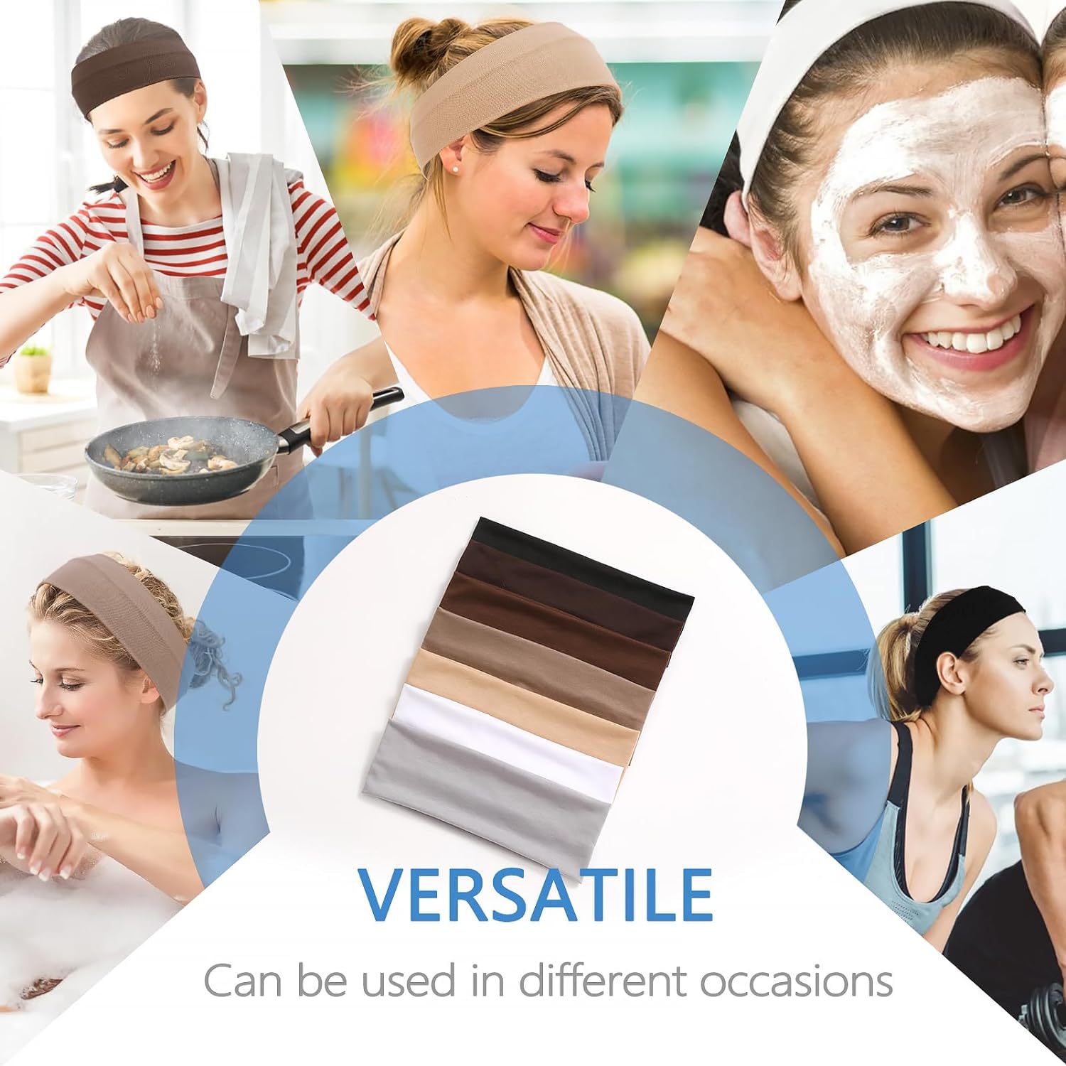6Pcs Women's Cotton Elastic Sports Headbands - Non-Slip Soft Fabric Hair Bands for Workout, Running, Gym & Yoga | Perfect for Short Hair & Active Lifestyles