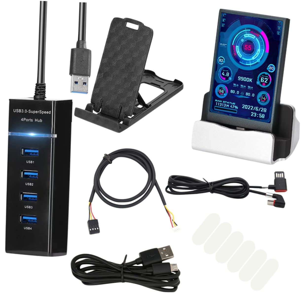 Hoement Mini USB Computer Secondary Display Monitor - Mini Screen for PC Case, ABS Material - Perfect for Gaming Rigs, Workstations & Custom PC Builds