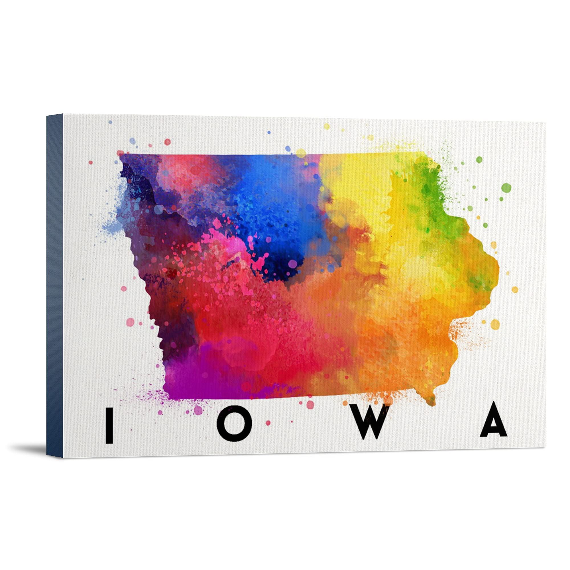 Iowa State Abstract Watercolor Wall Art - 16x24 Wrapped Canvas Print for Home & Office Decor | Modern Landscape Painting for Living Room, Bedroom, or Gift
