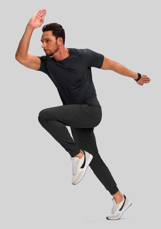 Pudolla Men's Slim Fit Golf Joggers with Zipper Pockets - Stretch Lightweight Sweatpants for Casual & Dress Wear - Perfect for Golfing, Workouts & Everyday Comfort