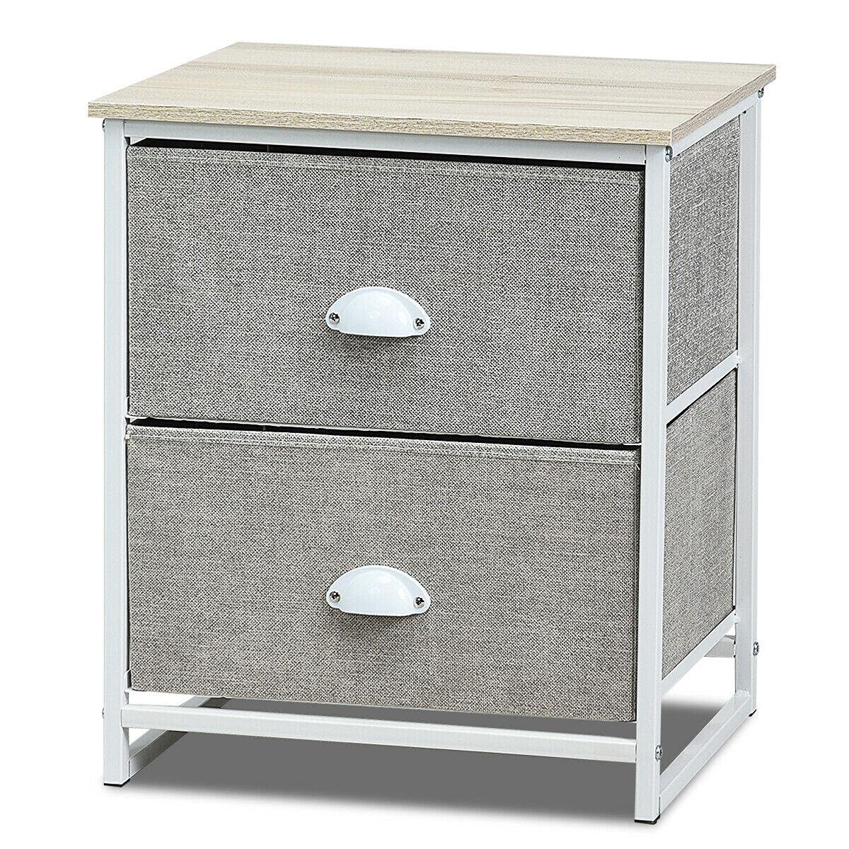 Modern Metal Frame Nightstand with 2 Removable Drawers - Slim Sofa Side Table, Bedroom Dresser & Storage Cabinet for Closet Organization - Perfect for Bedroom, Living Room & Small Space Furniture Needs