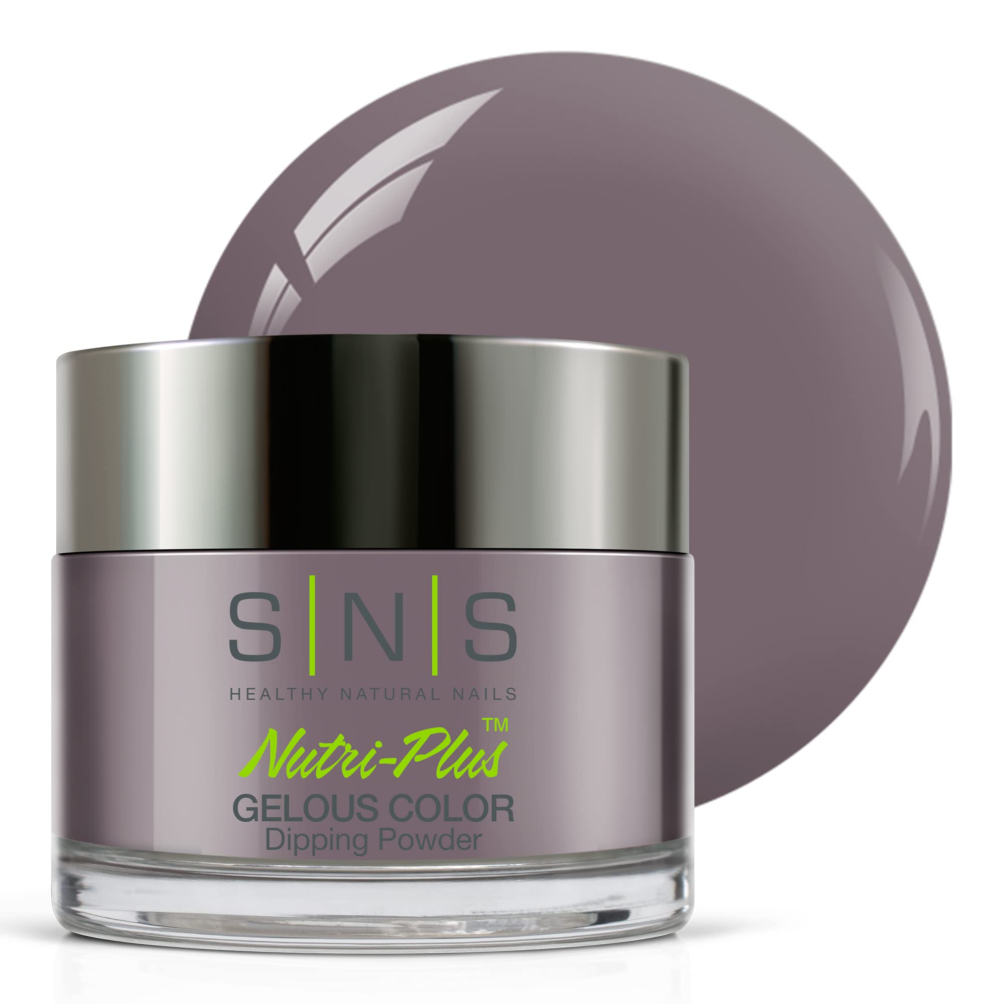 SNS Nail Dip Powder - Gelous Plum Pudding Gray Dipping Powder for Long-Lasting Manicure (1 oz) | No UV Lamp Needed & Low Odor | Perfect for Home Nail Salons, DIY Nail Art & Professional Use