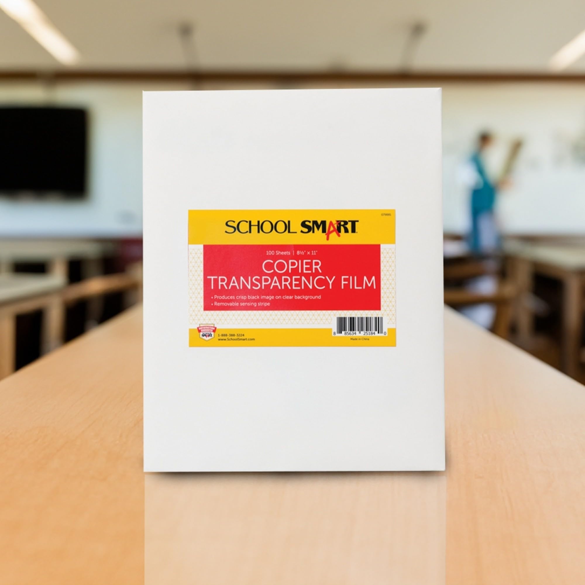 School Smart Copier Transparency Film - 8.5 x 11 Inches, 100 Sheets Pack - Ideal for Overhead Projectors, Presentations, and Classroom Activities