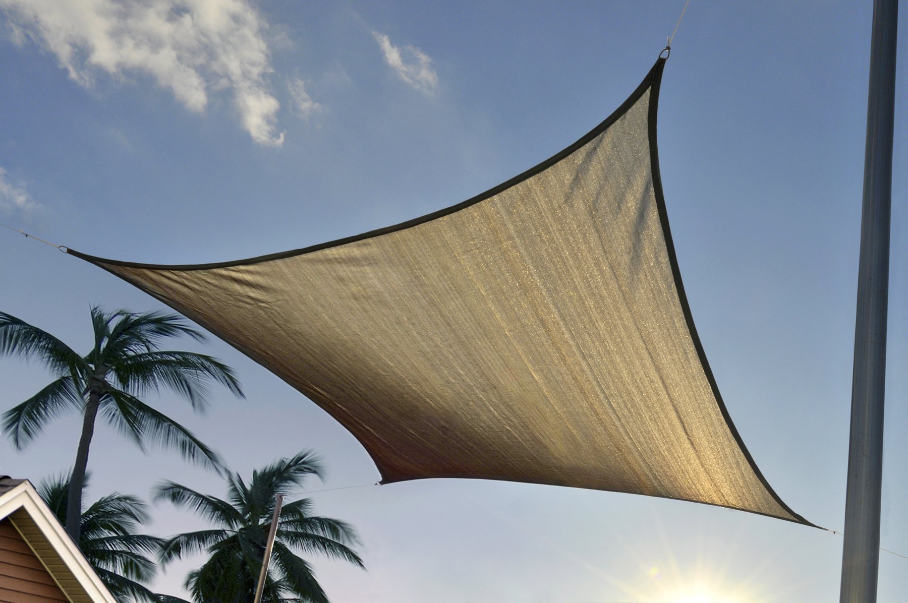 12'x12' ShelterLogic 25722 Square Sand Sun Shade Sail - UV Protection Canopy for Patio, Pool, Garden, and Outdoor Spaces