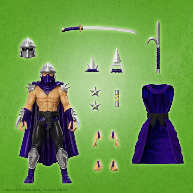 Super7 Teenage Mutant Ninja Turtles Ultimates! Shredder Action Figure (Cartoon Silver Armor) - Collectible TMNT Villain Toy for Display & Play - Perfect for Fans, Collectors & Nostalgic Gift Giving