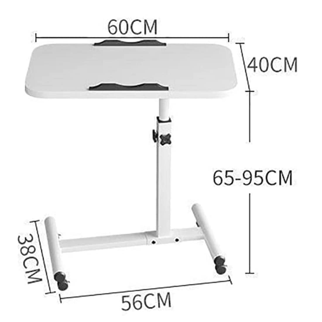 Adjustable Overbed Table with Wheels - Rolling Laptop Desk, Hospital Tray Table & Side Table for Sofa or Chair - Height and Angle Adjustable for Reading, Eating, Working - Perfect for Bedroom, Hospital, Office, and Home Use